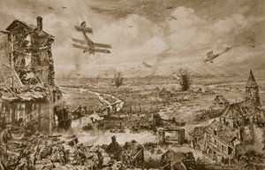 Levendige indruk van de geweldige strijd om Armentieres in april 1918, 1918-19 door English School