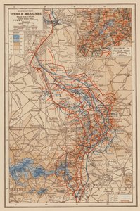 WO1: Westelijk front, Ieper en Mesen (kleurenlitho) door English School