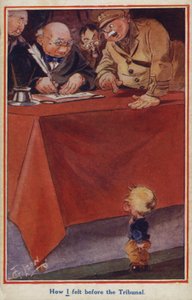 WW1 cartoon propagandakaart van een gewetensbezwaarde