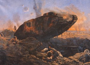 WOI Britse Tank in Actie aan het Westfront door English School