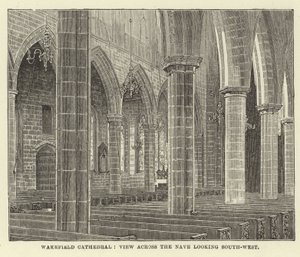 Wakefield-kathedraal, uitzicht over het schip kijkend naar het zuidwesten door English School