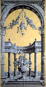 Behang, ca. 1790 Chiaroscuro print van houtsnede, uit Bourton-on-the-Water door English School