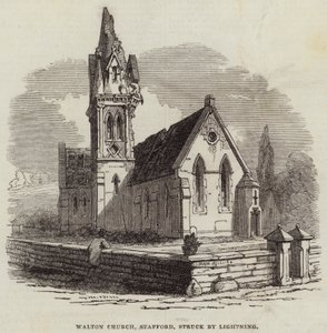Walton Church, Stafford, getroffen door bliksem door English School