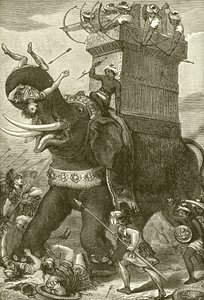 Oorlogsolifant in het leger van koning Darius door English School