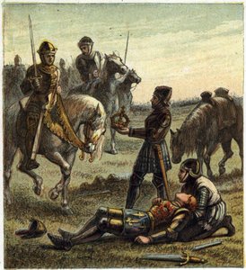 Oorlog van de Twee Rozen: dood van koning Richard III (1452-1485) tijdens de Slag bij Bosworth Field, tussen Richard III en Henri, hertog van Richmond op 22/08/1485. De laatste ontving de kroon van de afgezette koning en werd Henry VII, bekend als Henry Tu door English School