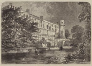 Warwick Castle, vanaf de Avon (gravure) door English School