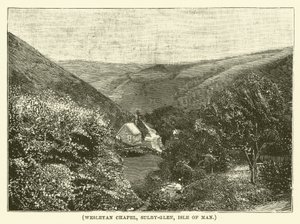 Wesleyan Chapel, Sulby-Glen, eiland Man (gravure) door English School