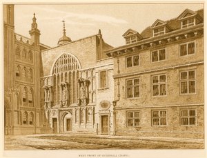 Westelijke voorkant van Guildhall Kapel, Londen door English School