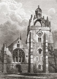 Westelijke voorzijde van Kings College, Aberdeen zoals het was in de 19e eeuw, met de kroon toren van de kapel, uit A Short History of the English People door J. R. Green, uitgegeven in 1893 door English School