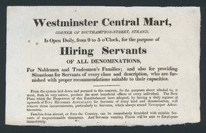 Westminster Central Mart, Dienstboden inhuren door English School