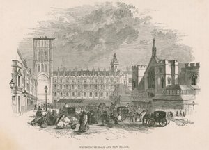 Westminster Hall en nieuw Palace of Westminster, Londen door English School