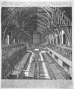 Westminster Hall tijdens de vieringen na de Kroning van James II, 23 april 1685