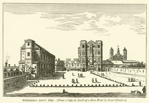 Whitehall rond 1650, uit een kopie door Smith van een zeldzame prent van Israel Silvestre