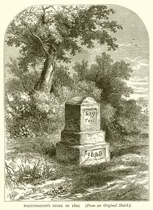 Whittingtons Steen in 1820 door English School