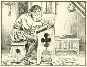 William Evesham Schrijvend door English School