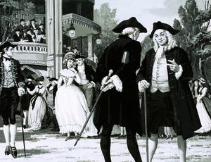 William Hogarth wandelt in Vauxhall Gardens door English School