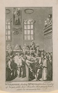 William Johnson schiet Mr Spurling, hoofdportier van Newgate, terwijl Jane Housden (toen op weg naar het proces) hem aanmoedigt door English School