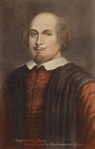 William Shakespeare (c1564-1616), Engels toneelschrijver en dichter (kleurenlitho) door English School