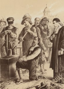 William Burggraaf Stafford, "Hij knielde neer voor het blok" door English School