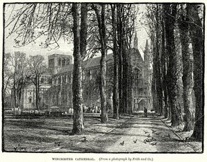 Kathedraal van Winchester (gravure) door English School