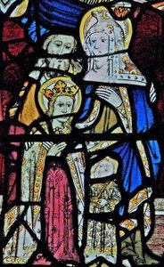 Raam Ew met St. Anna, Joachim, de Maagd Maria en het Christuskind