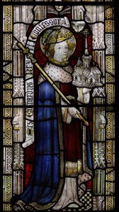 Raam Ew met St. Ethelbert (verkeerd gelabeld als Edward de Belijder in de 19e eeuw!)