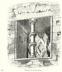 Venster in toren, Iona (gravure) door English School
