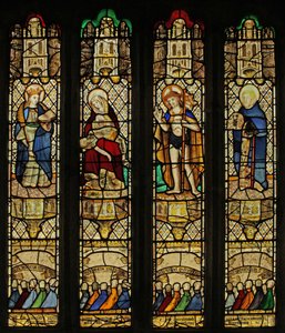 Raam n3 met Christus, de Pietà, St. Mabena, St. Mewbred door English School