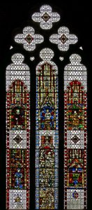 Raam w32 met St. George, St. Laurentius, St. Stefanus, St. Cuthbert, St. Petrus, St. Anna, St. Joachim