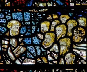 Raam w3 met Christus wast de voeten van zijn discipelen door English School
