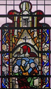 Raam w43 met de geboorte van St. Johannes de Doper door English School