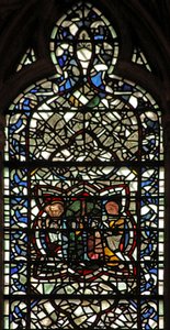 Raam w57 met de Begrafenis van de Maagd Maria door English School