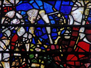 Raam w6 met St. Chad ziet een hert met de gekruisigde Christus tussen zijn gewei