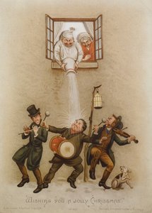 "Wens je een Vrolijk Kerstfeest", Victoriaanse kaart, ca. 1880