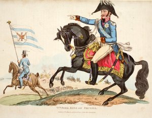 Wm Fred. Koning van Pruisen, uitgegeven door Richard Evans, gegraveerd door Romney, illustratie uit Een Historisch Verslag van de Slag bij Waterloo door William Mudford, 1816 door English School