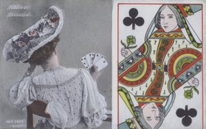 Vrouw met speelkaarten en de Schoppenvrouw