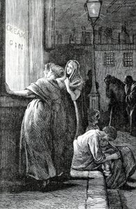 Vrouwen en gin drinken, 19e eeuw door English School