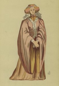 Vrouwenkostuum uit het bewind van Richard II door English School