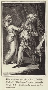 Houtsnede die dienst deed voor Arabian Nights, Blauwbaard, enz. door English School