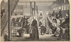 Werkruimte, op het Silent System, in het House of Correction, Tothill Fields, illustratie uit The Criminal Prisons of London and Scenes from Prison Life door Henry Mayhew en John Binny, uitgegeven in 1862