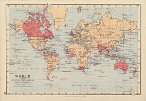 Wereld met Britse bezittingen en afhankelijkheden door English School
