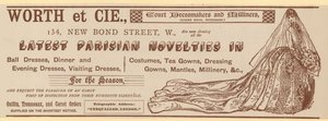 Worth et Cie, 134 New Bond Street, Londen, advertentie door English School