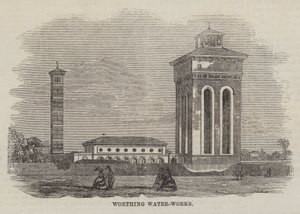 Worthing Waterwerken (gravure) door English School