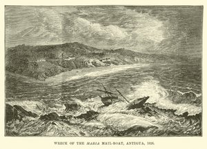 Schipbreuk van de Maria Mail-boot, Antigua, 1826 door English School