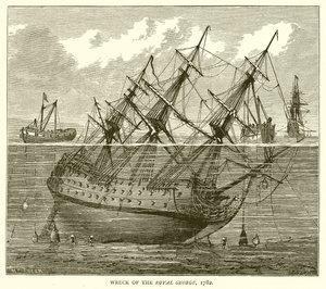 Schipbreuk van de Royal George, 1782 door English School