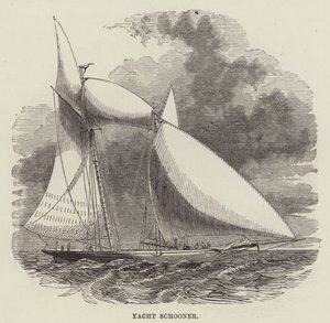 Jacht schoener (gravure) door English School