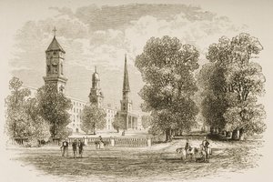 Yale College, New Haven, rond 1870, uit 