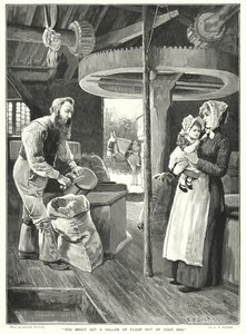 Je krijgt misschien een liter meel uit je zak (gravure) door English School