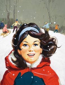 Jong meisje geniet van de sneeuw
