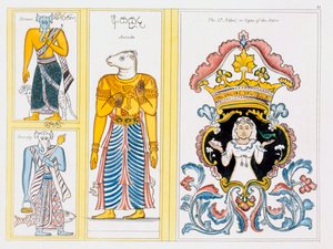 Dierenriemsymbolen, uit De Geschiedenis en Doctrine van het Boeddhisme door Edward Upham, 1829